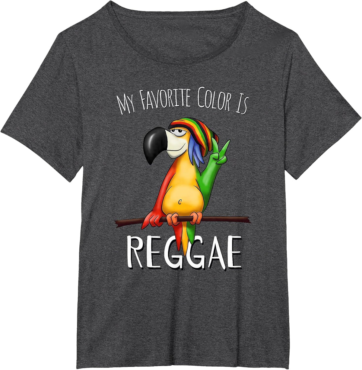 My Favorite Color is Reggae Funky Rasta Parrot T-Shirt - Dark Heather Grey