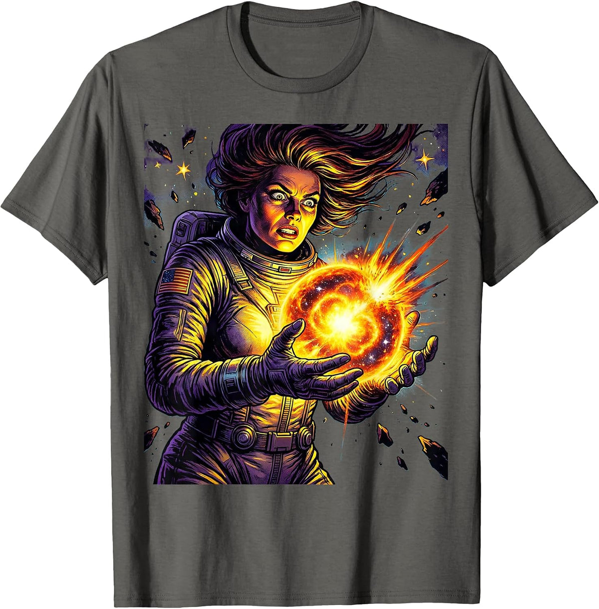 Men's Cosmic Embrace Supernova Illustration T-Shirt - Asphalt Grey