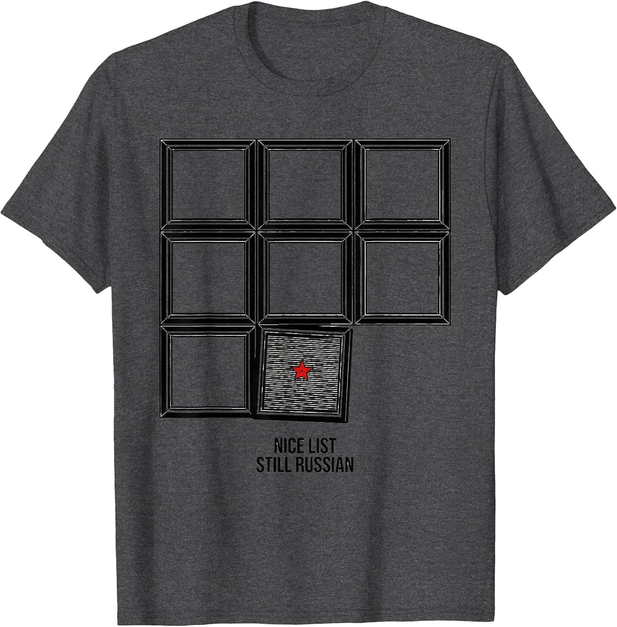 Nice List, Still Russian Funny Russian Heritage Christmas T-Shirt - Dark Heather Grey