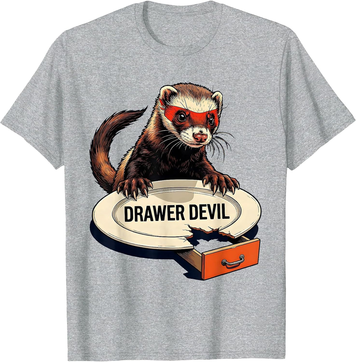 Men's Drawer Devil Funny Ferret Lover Gift T-Shirt - Heather Grey