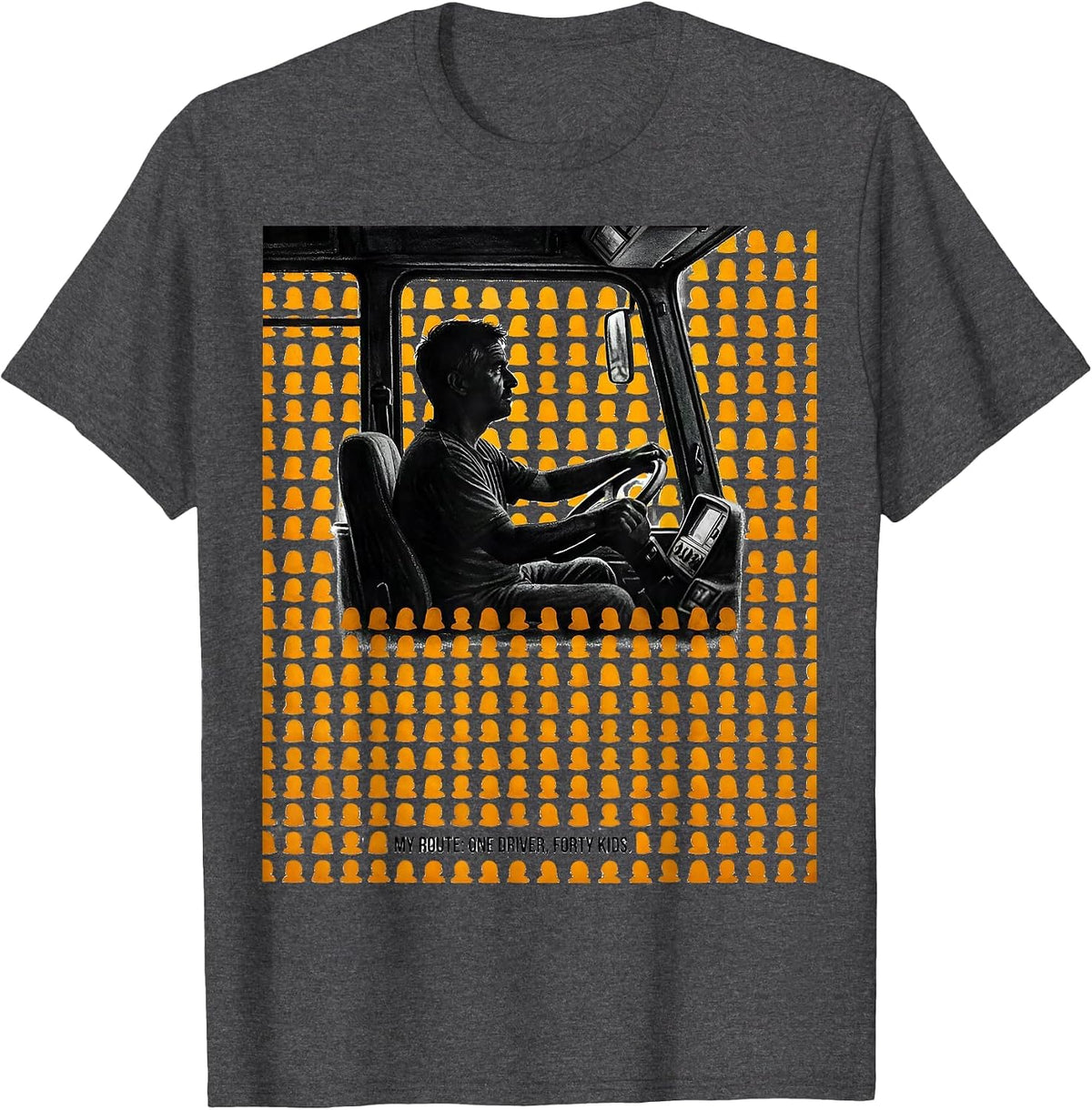 My Route: One Driver, Forty Kids Funny School Bus Driver T-Shirt - Dark Heather Grey
