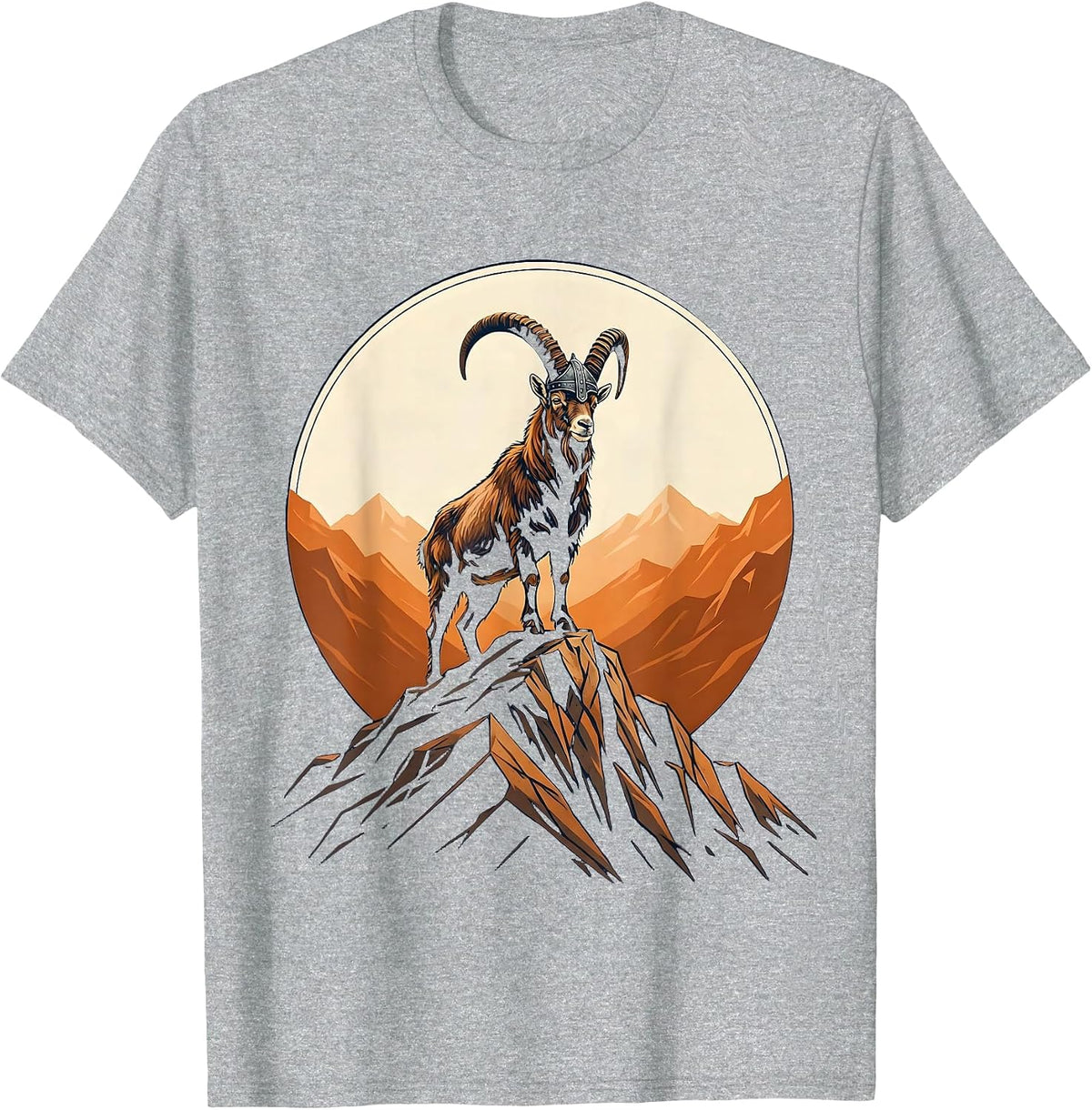 Men's Bearded Viking Goat Graphic Tee T-Shirt - Heather Grey