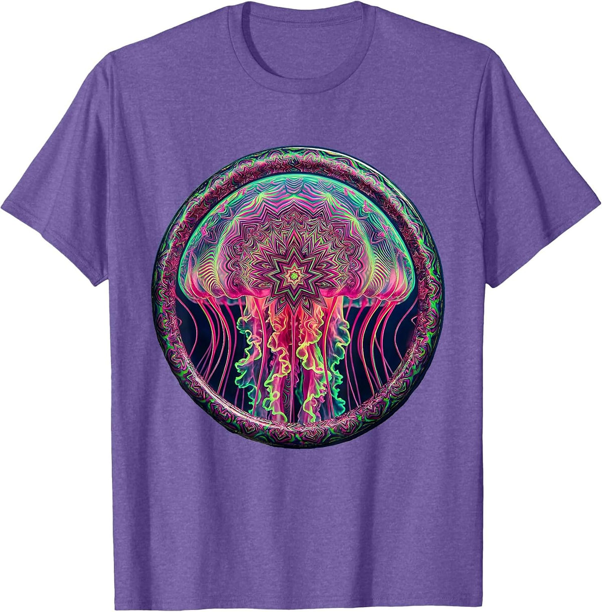 Men's Deep Sea Creature Glowing Star Patterns Art T-Shirt - Purple Heather