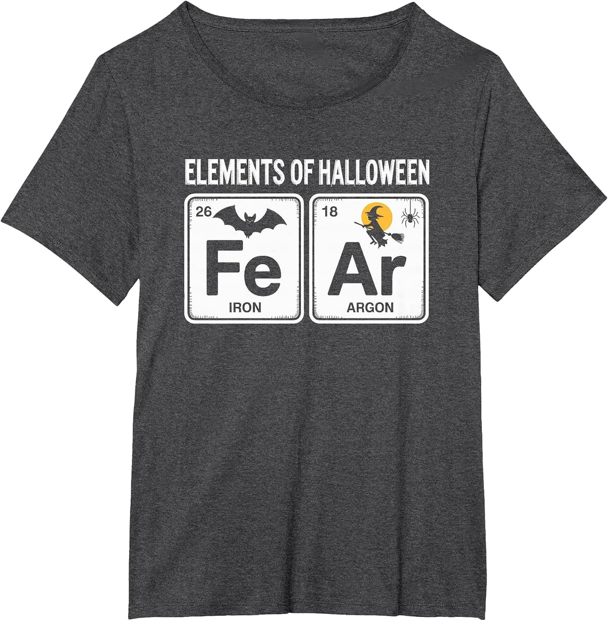 Science Halloween Periodic Table Elements of Halloween Fear T-Shirt - Dark Heather Grey