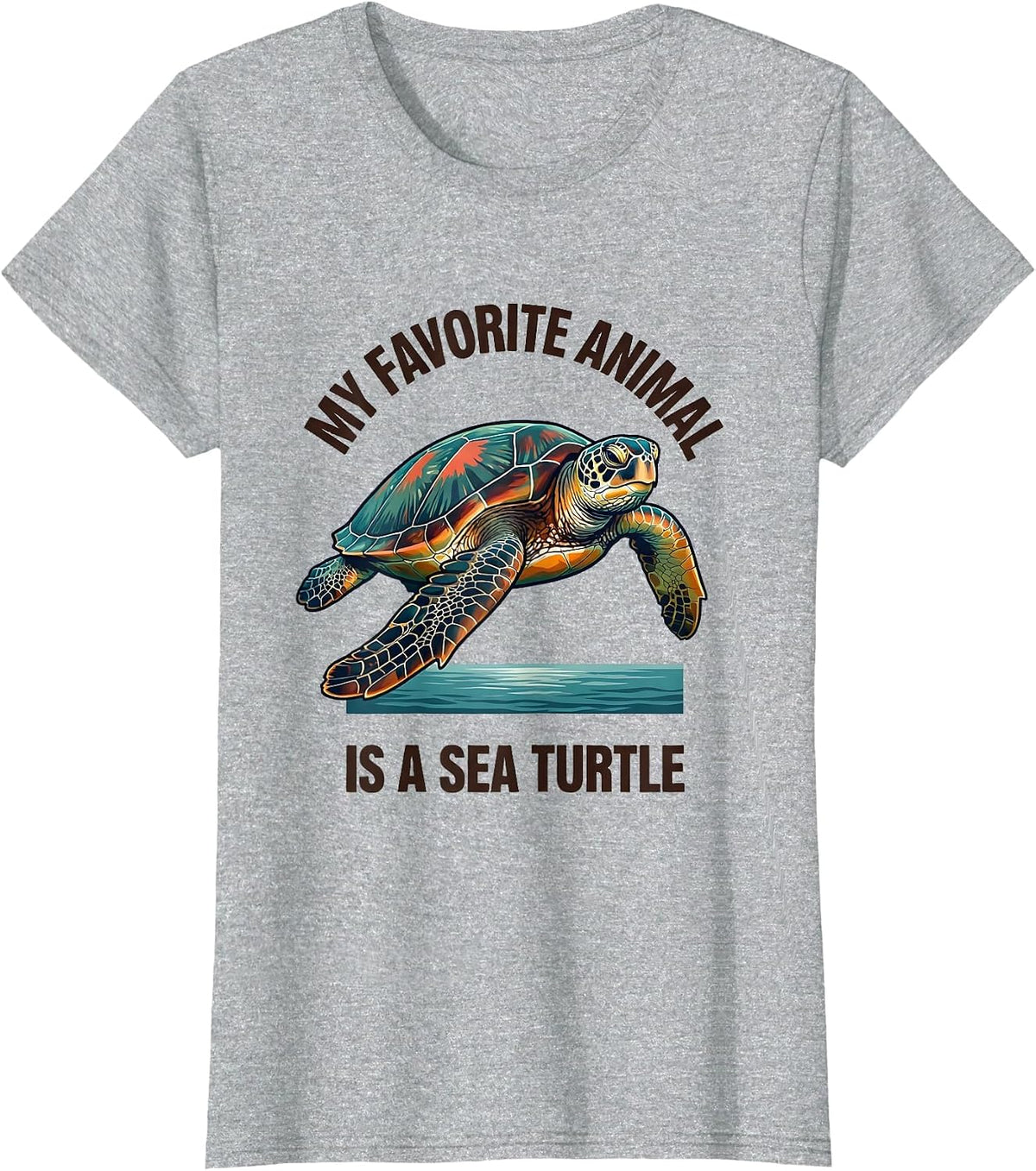 My Favorite Animal Is A Sea Turtle Cute Ocean Animal Lover T-Shirt - Heather Grey