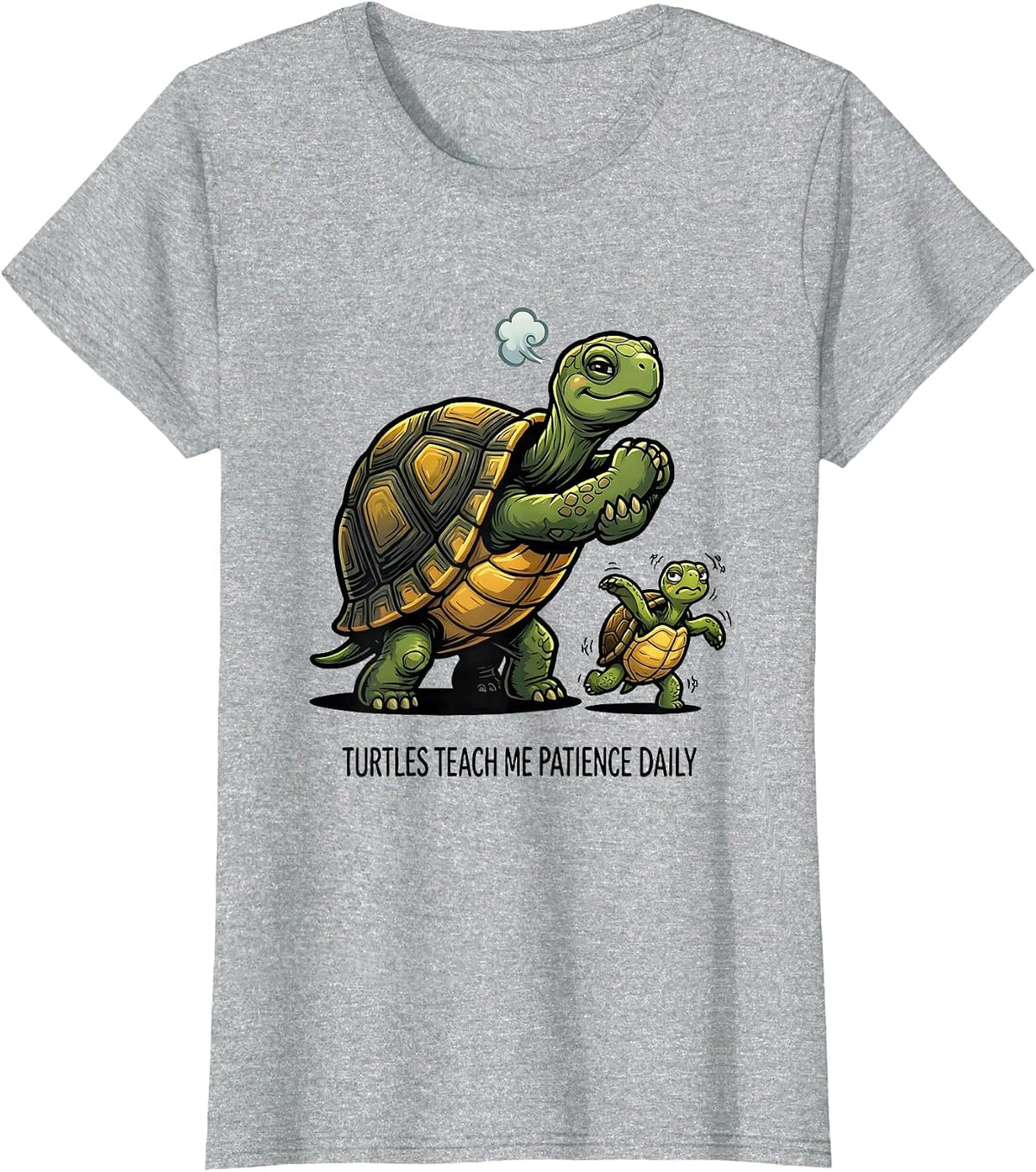 Turtles Teach Me Patience Daily Funny Turtle Lover Pet Humor T-Shirt - Heather Grey
