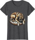 Women's Great Dane Tiny Bed Funny Dog Lover Graphic T-Shirt - Dark Heather Grey