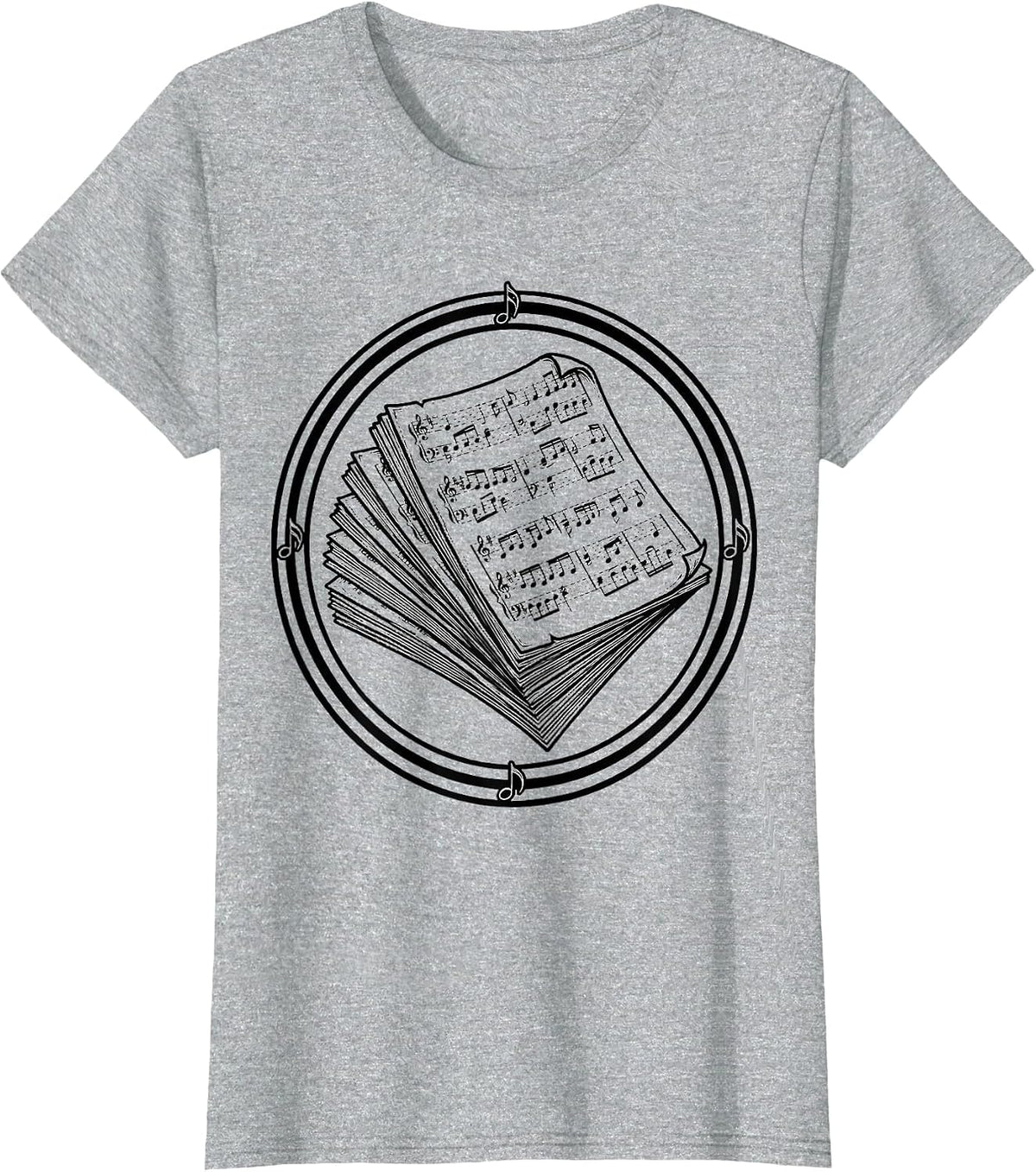 Music Teacher Stack of Sheet Music Illustration T-Shirt - Heather Grey
