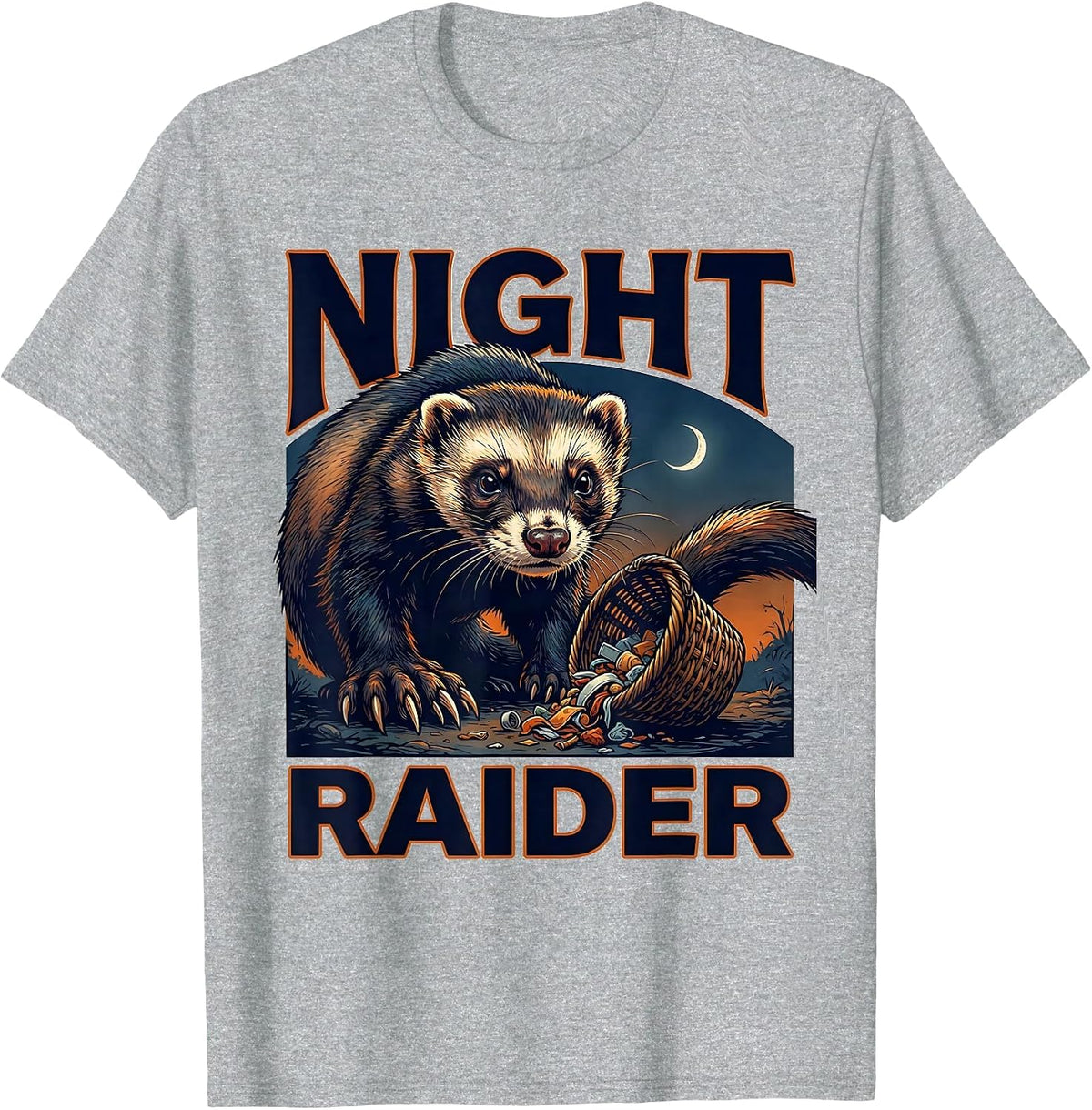 Men's Night Raider Funny Ferret Lover Gift T-Shirt - Heather Grey