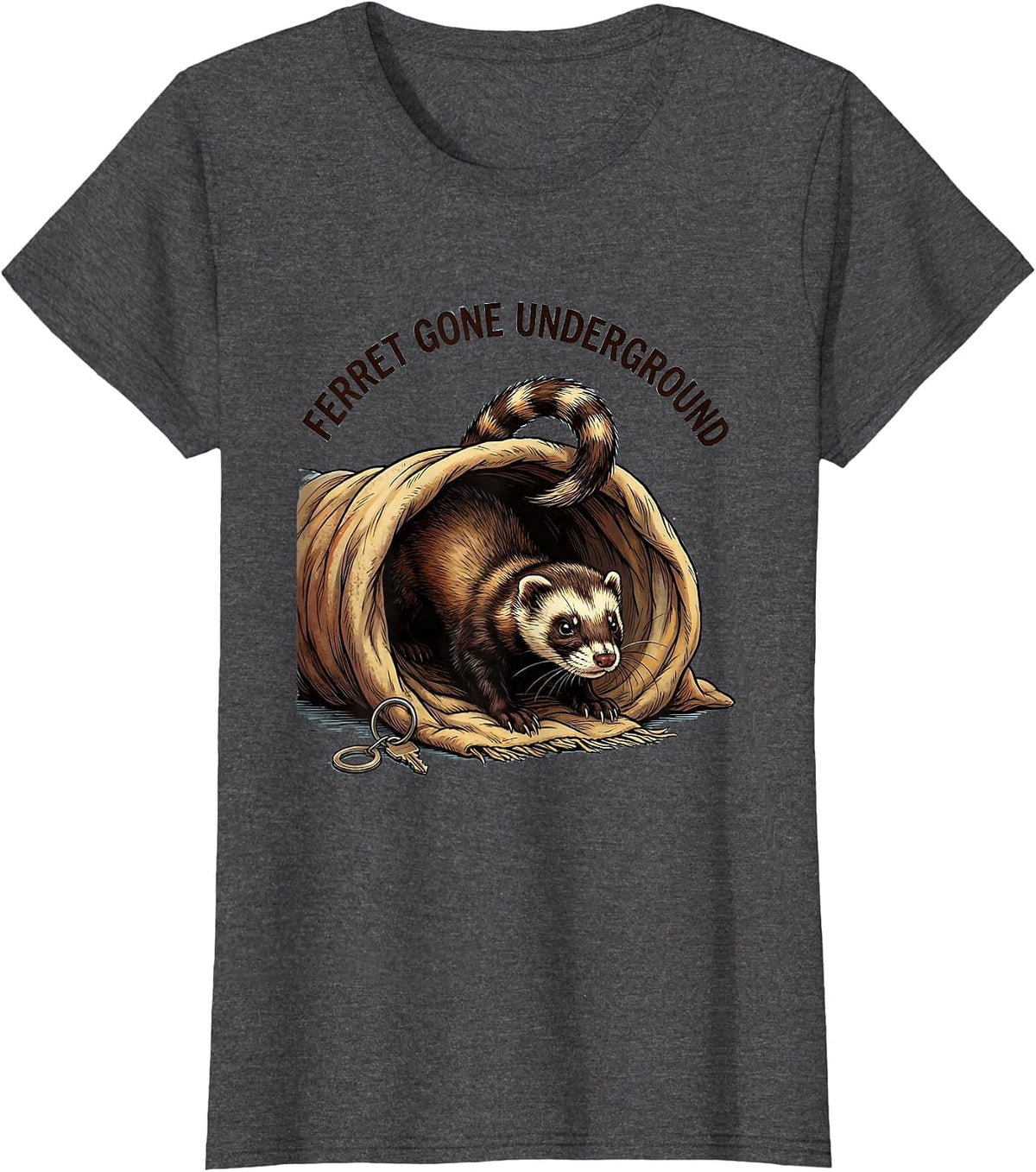 Women's Ferret Gone Underground Funny Ferret Owner Gift For Ferret T-Shirt - Dark Heather Grey