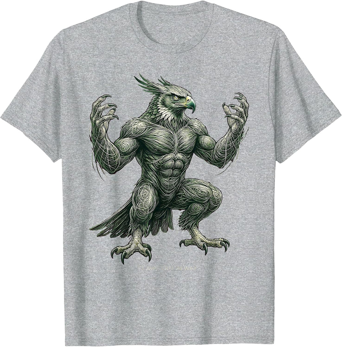 Men's Claws Out Always Fierce Dinosaur Design T-Shirt - Heather Grey
