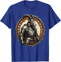 Capricorn Armored Goat Crown Stars Zodiac T-Shirt - Royal Blue