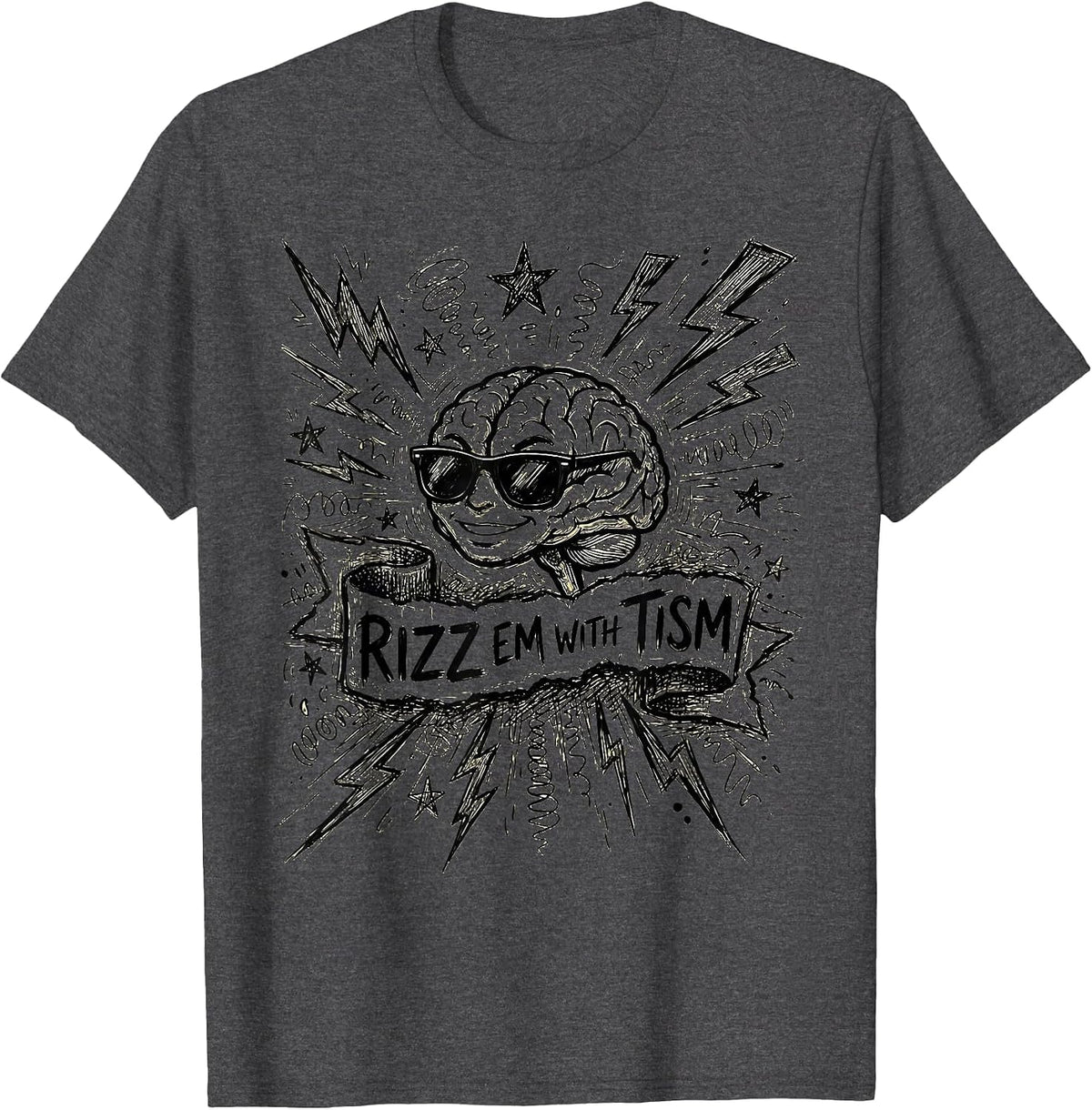 Men's Rizz Em With Tism Autism Awareness Design T-Shirt - Dark Heather Grey