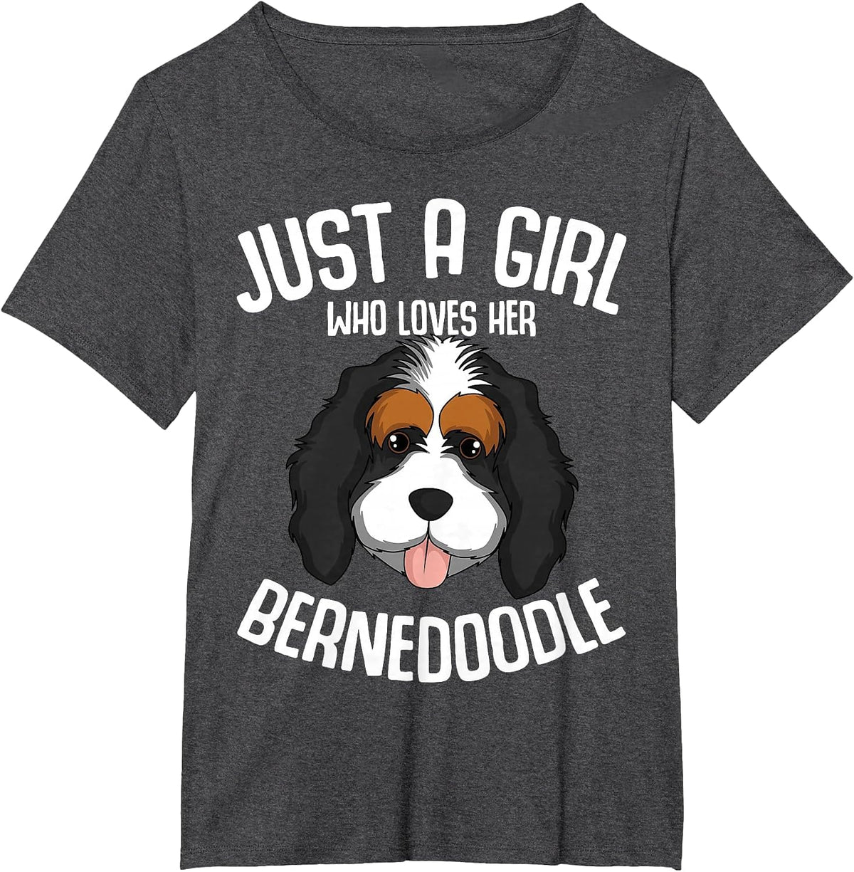 Just a Girl Who Loves Her Bernedoodle Dog Girls T-Shirt - Dark Heather Grey