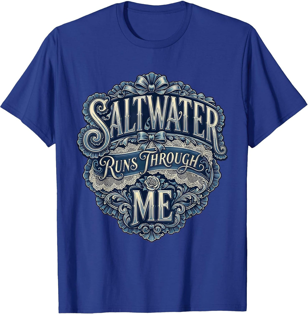 Saltwater Runs Through Me Gulf of Mexico Design T-Shirt - Royal Blue