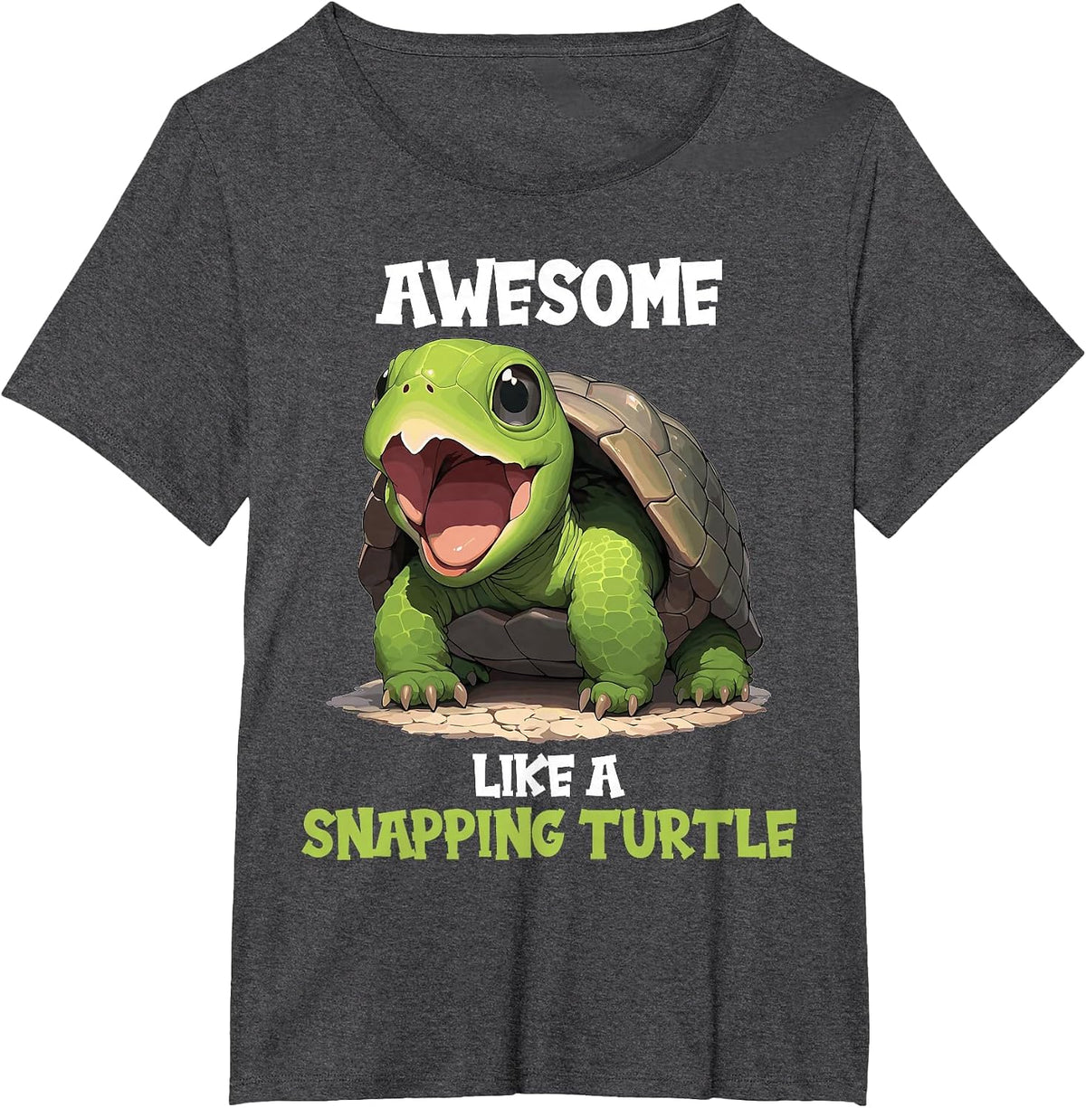 Awesome Like a Snapping Turtle. Snapping Turtle T-Shirt - Dark Heather Grey