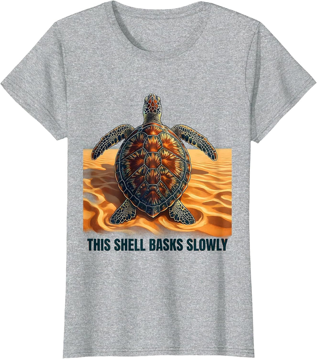 This Shell Basks Slowly Cute Sea Turtle Lover Artwork T-Shirt - Heather Grey