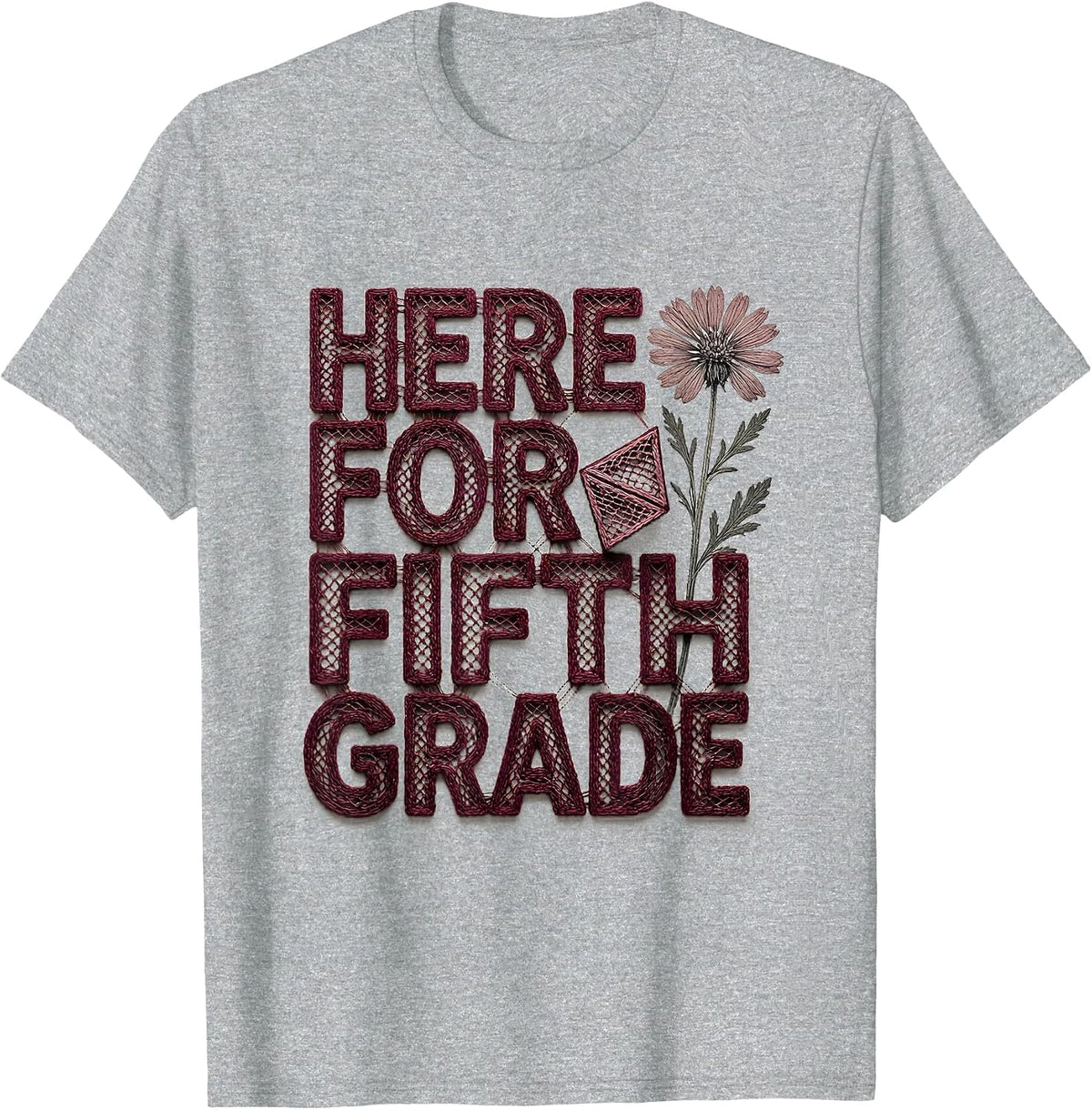 Men's Here For Fifth Grade Contemporary Tapestry Teacher Gift Back T-Shirt - Heather Grey