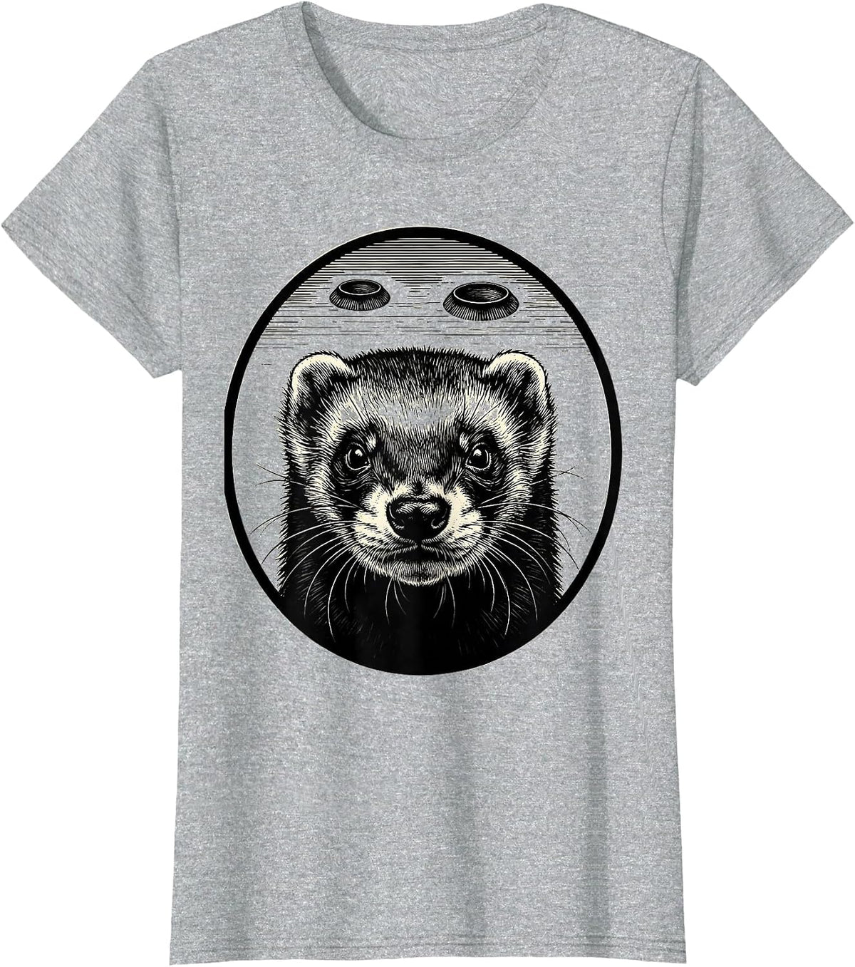 Ferret UFO Evidence Badge Scratchboard Funny Pet Lover T-Shirt - Heather Grey