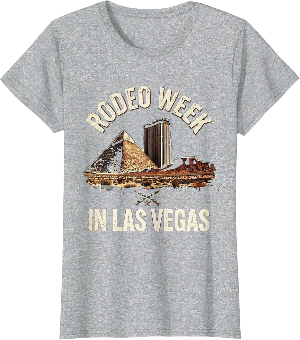 Rodeo Week In Las Vegas Distressed Las Vegas Souvenir T-Shirt - Heather Grey