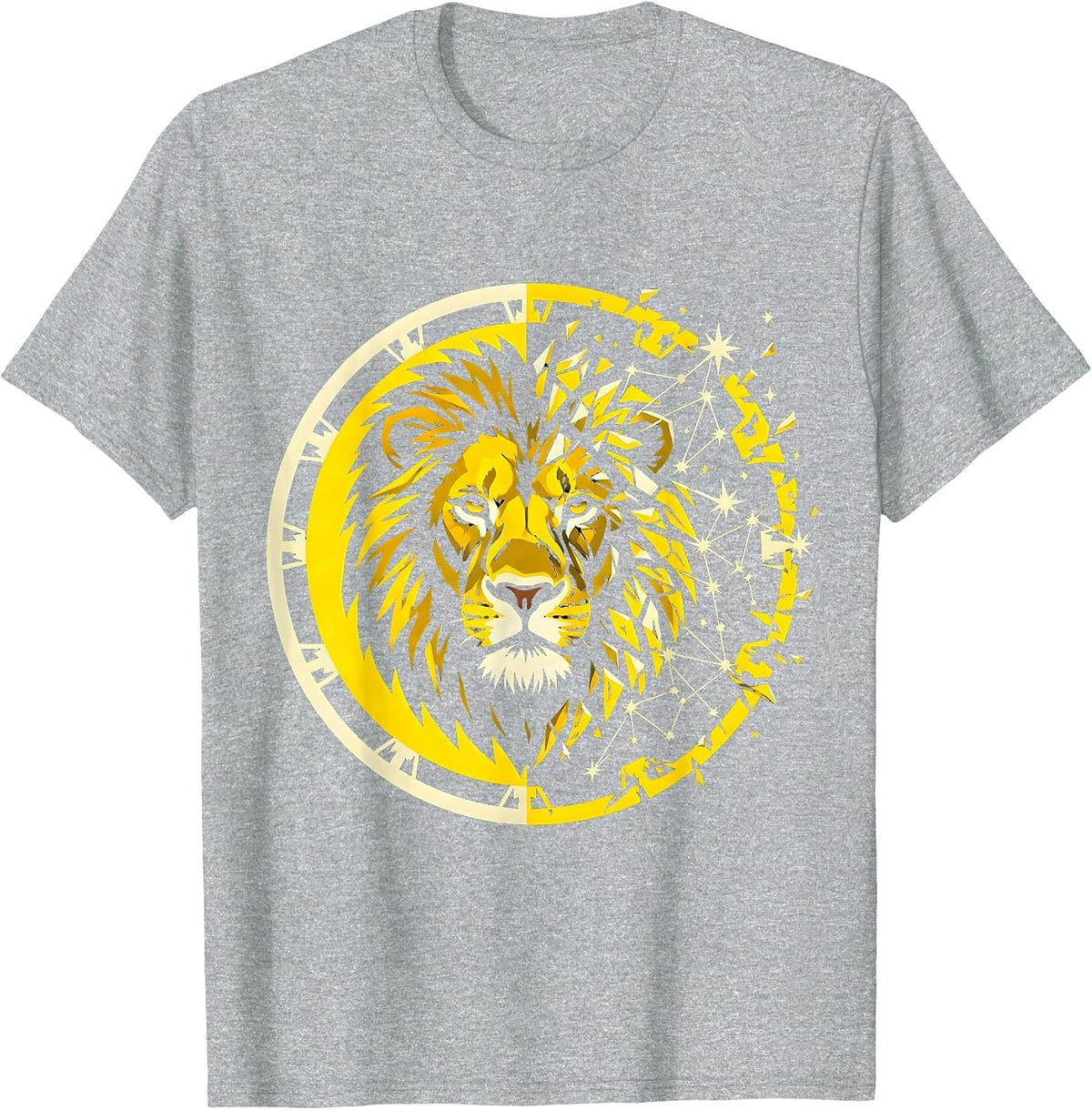 Men's Lion Constellation Dissolving Into Stars Graphic T-Shirt - Heather Grey