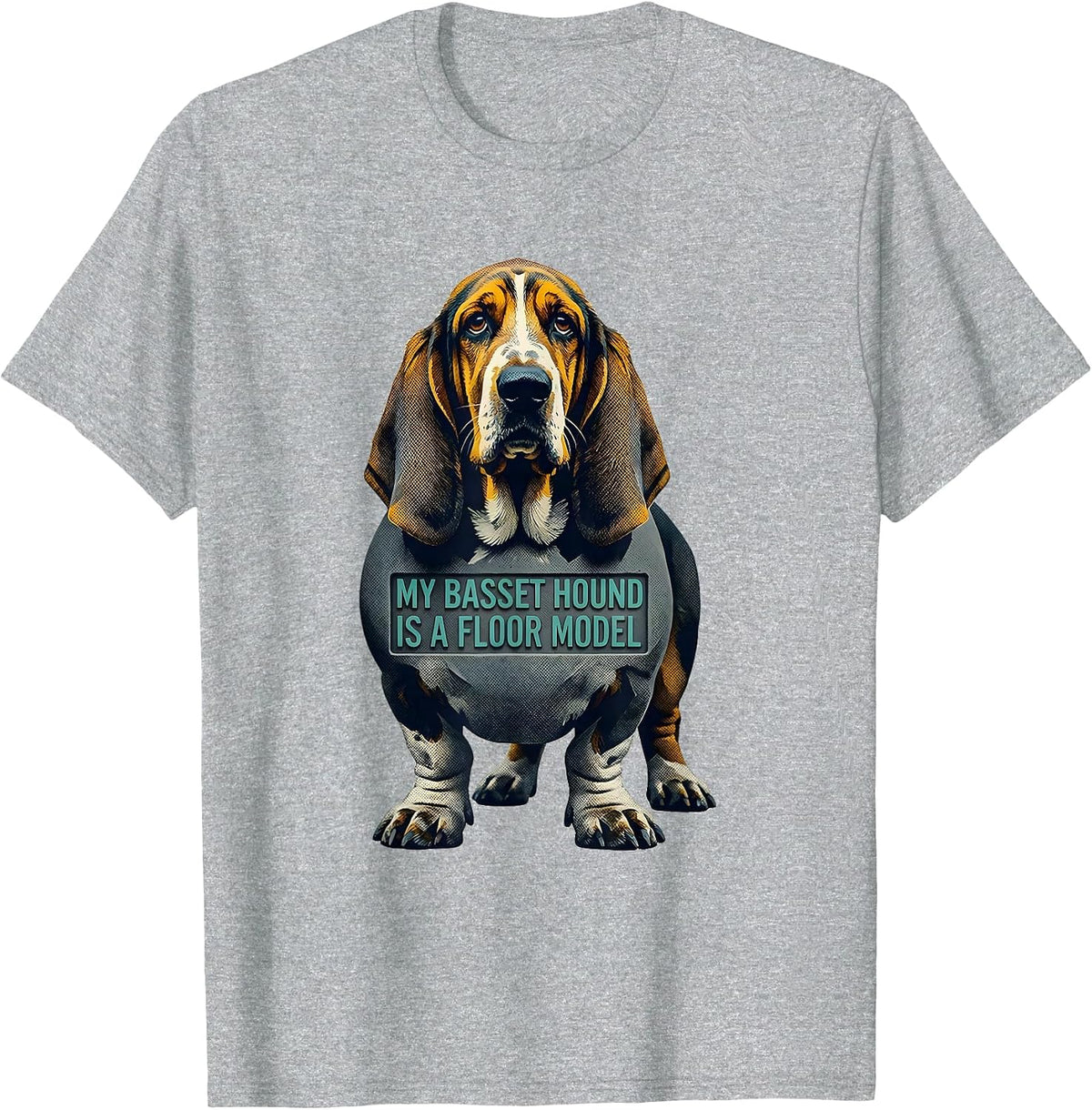 Men's My Basset Hound Is A Floor Model Funny Dog Lover Breed Humor T-Shirt - Heather Grey