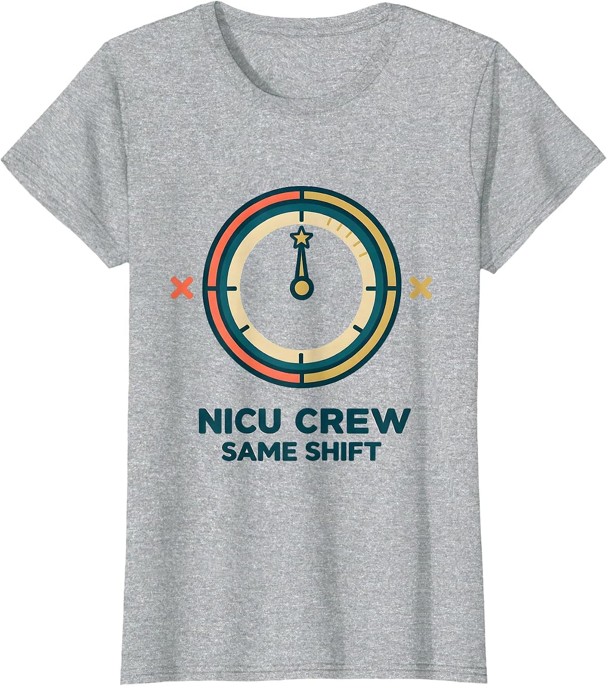 Women's NICU Crew Same Shift Funny Nurse New Year Eve Party Humor T-Shirt - Heather Grey