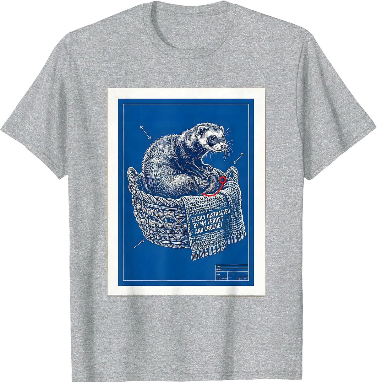 Men's Easily Distracted By My Ferret And Crochet Funny Ferret T-Shirt - Heather Grey