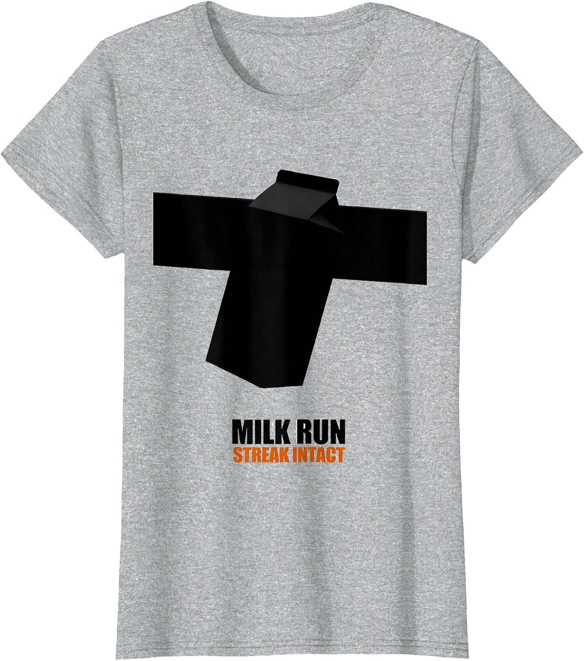 Women's Milk Run: Streak Intact Brutalist Graphic Funny Dad Humor T-Shirt - Heather Grey
