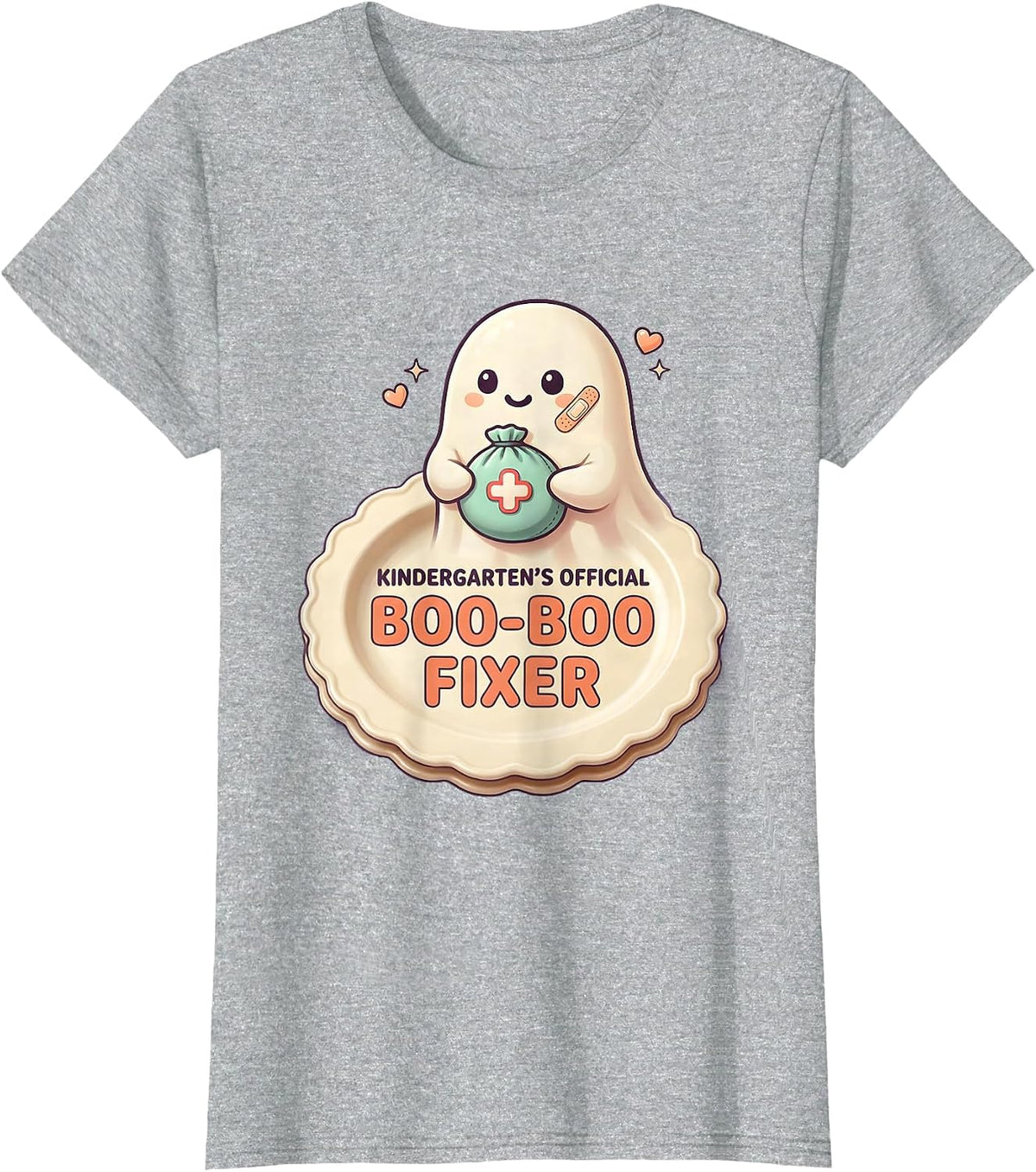 Women's Kindergarten's Official Boo-Boo Fixer Cute Kawaii Halloween T-Shirt - Heather Grey