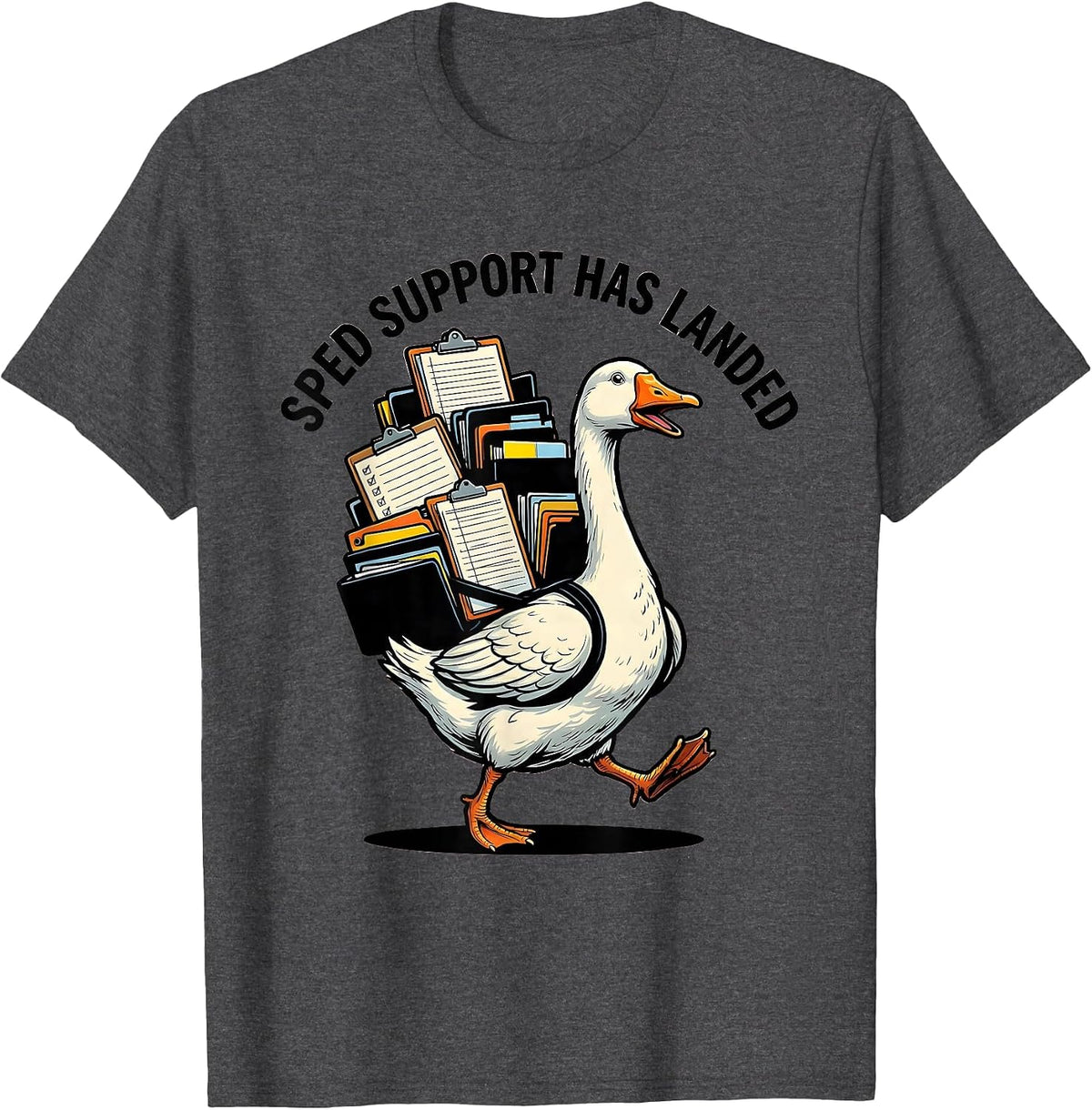 SPED Support Has Landed Funny Special Education Teacher T-Shirt - Dark Heather Grey