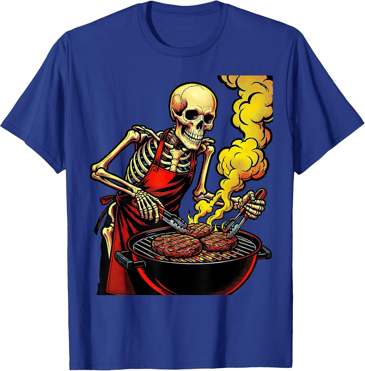 Dad Skeleton Halloween BBQ Grill Graphic T-Shirt - Royal Blue