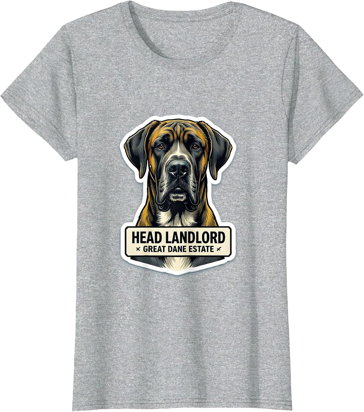 Head Landlord Great Dane Estate Funny Dog Meme Dog Owner T-Shirt - Heather Grey