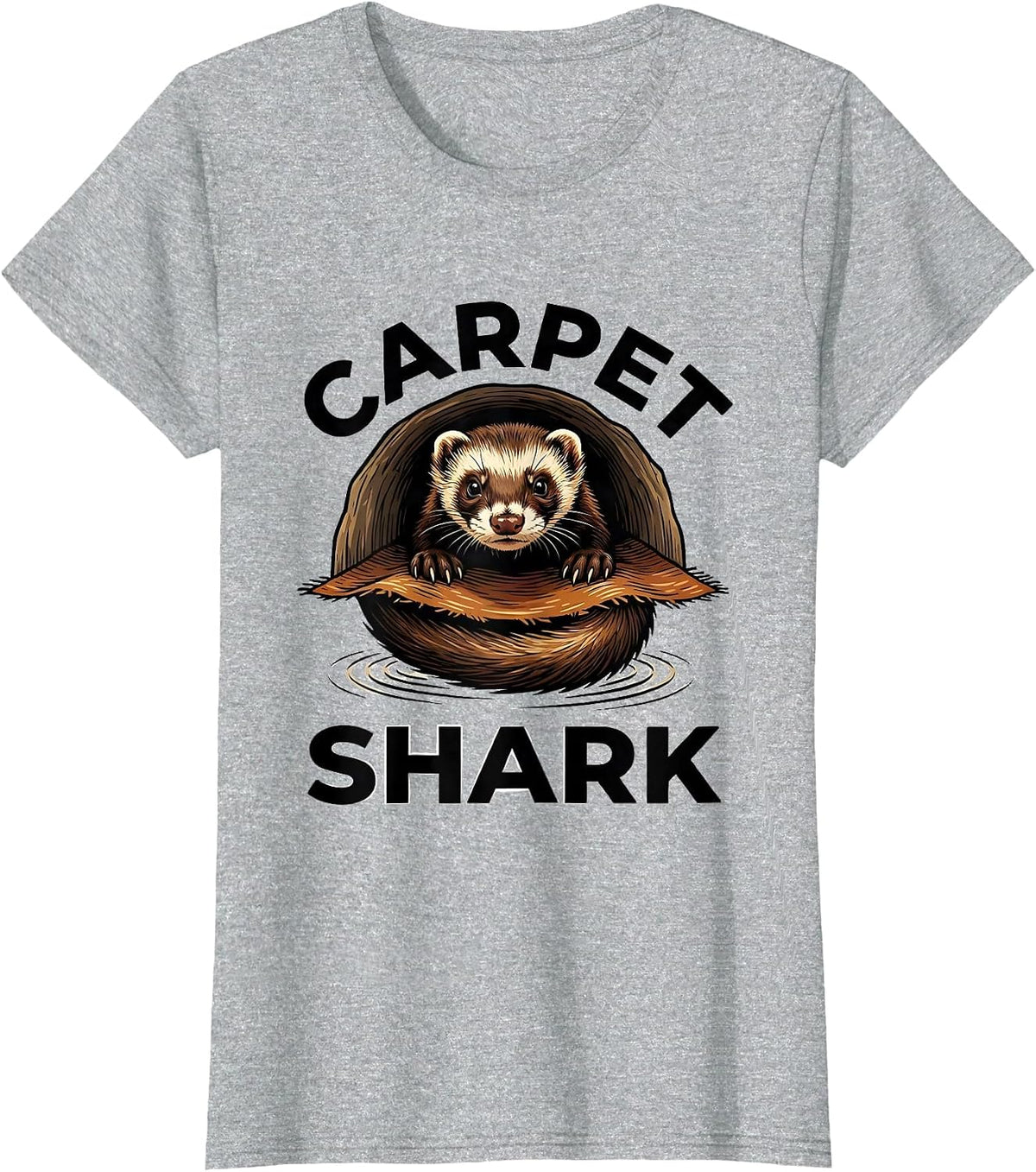 Carpet Shark Cel-Shaded Ferret Lover Pop-Culture Parody T-Shirt - Heather Grey