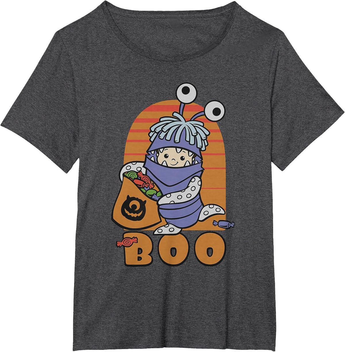 Disney Pixar Monster Inc Boo Halloween T-Shirt - Dark Heather Grey