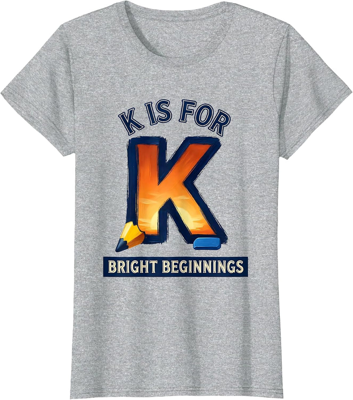 K Is For Bright Beginnings Retro Kindergarten Teacher T-Shirt - Heather Grey