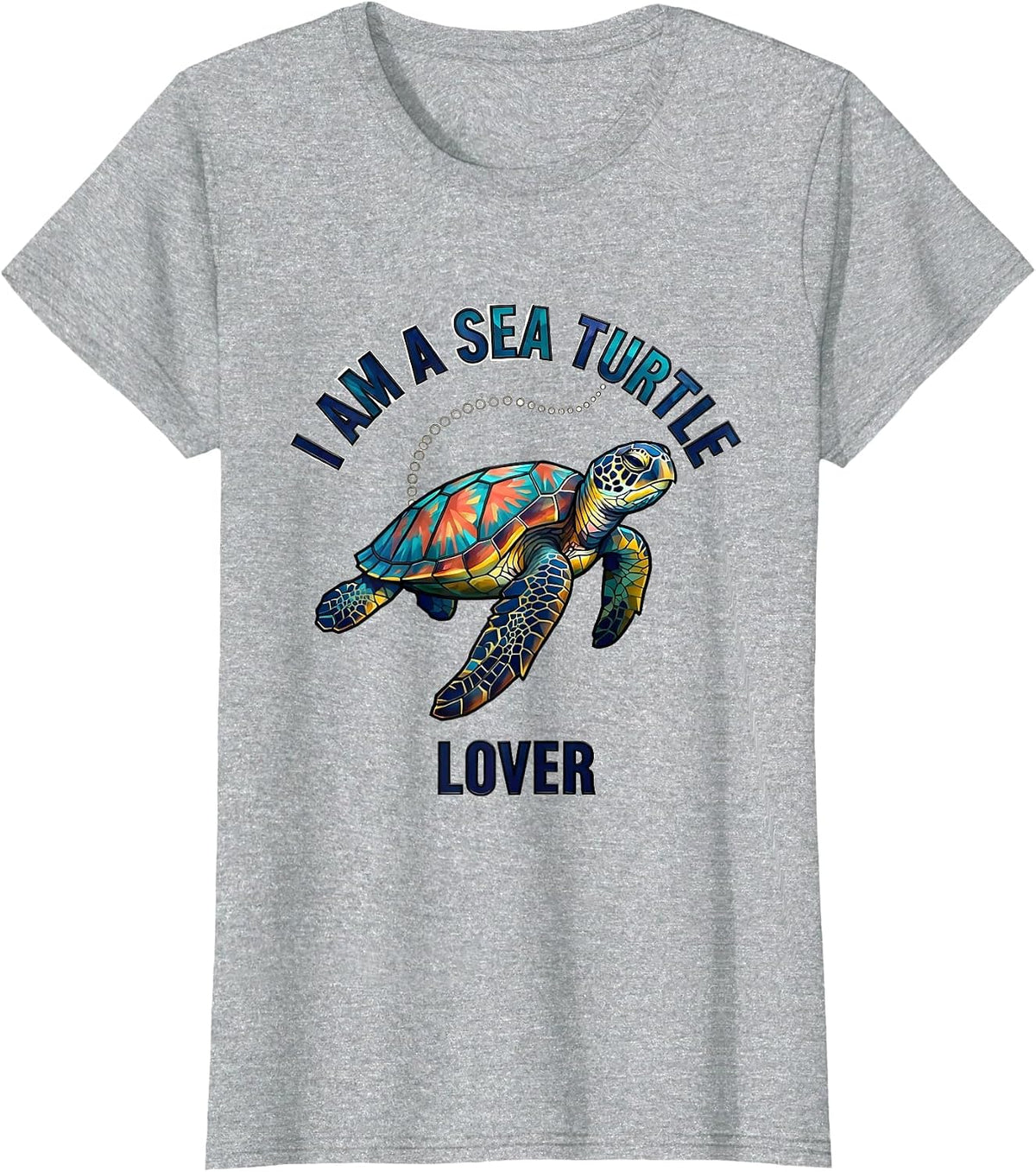 I Am A Sea Turtle Lover Stained Glass Mosaic Ocean Animal T-Shirt - Heather Grey