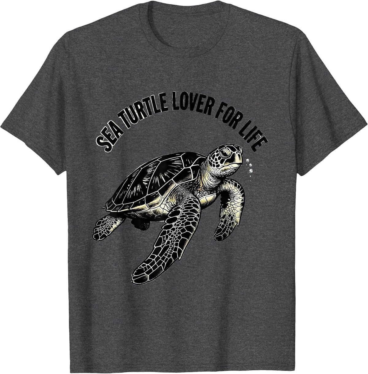 Men's Sea Turtle Lover For Life Cute Ocean Animal Beach Vacation T-Shirt - Dark Heather Grey