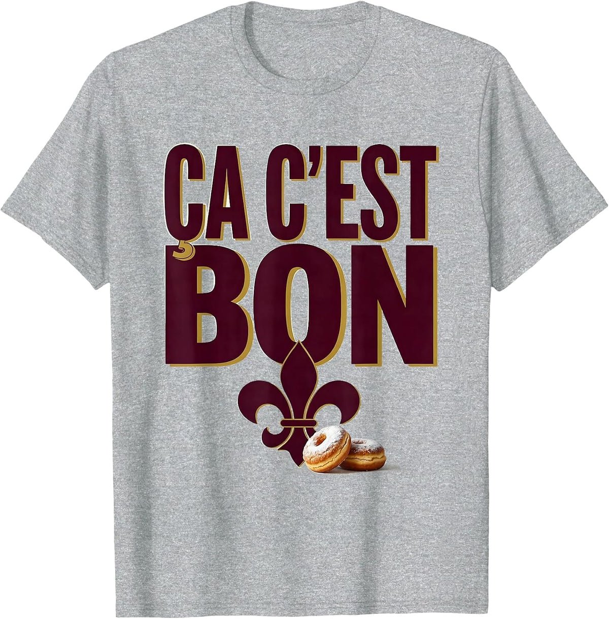 Men's Ça C'est Bon Fleur De Lis New Orleans Mardi Gras T-Shirt - Heather Grey