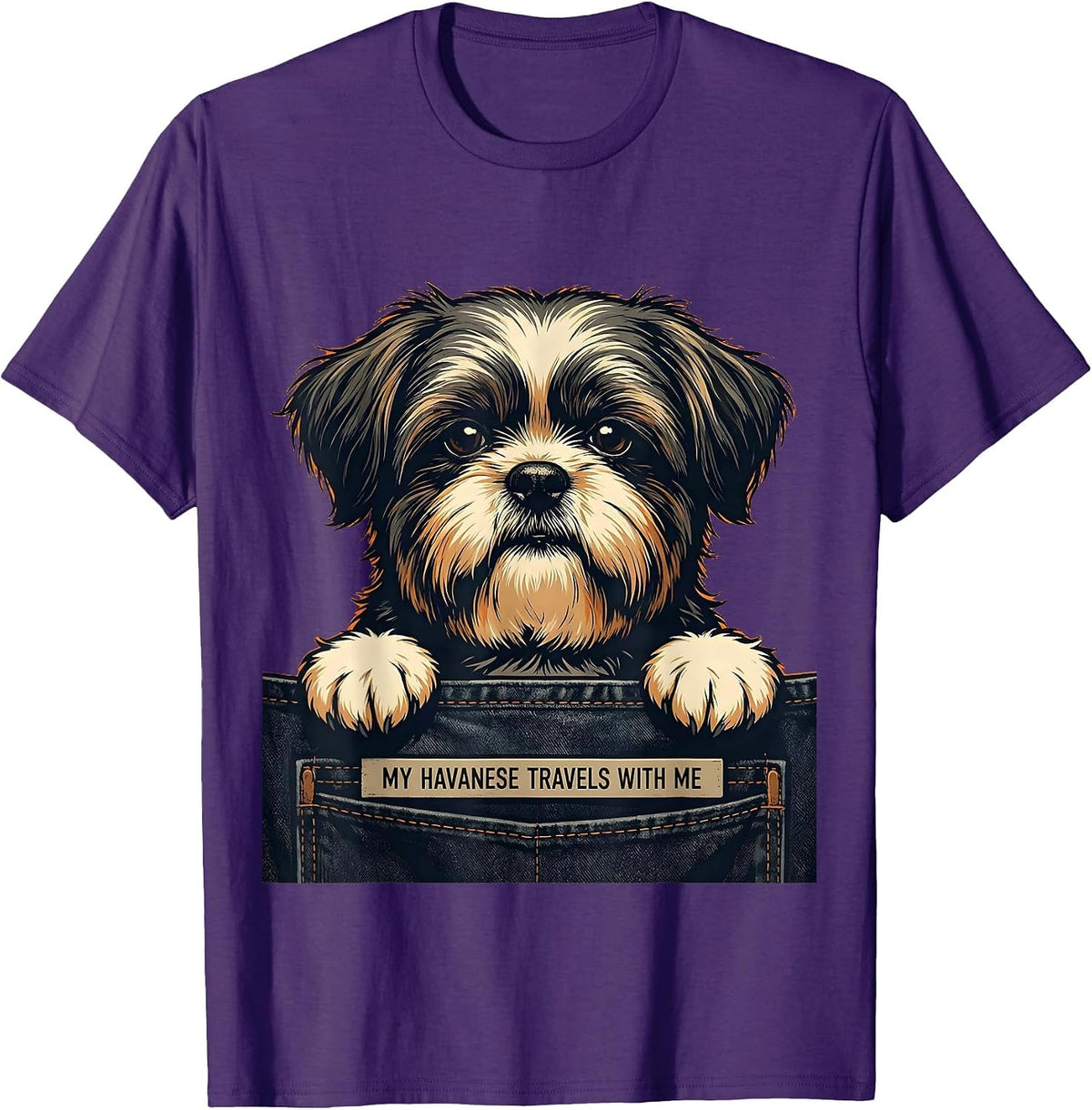 Men's My Havanese Travels With Me Cute Havanese Dog Lover Gift T-Shirt - Purple