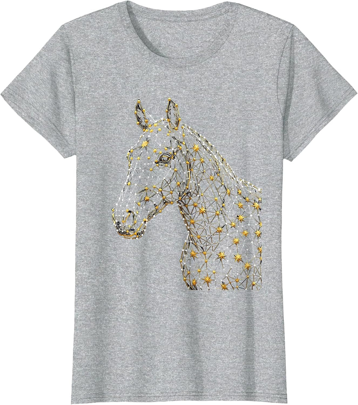 Women's Horse Constellation Star Profile Celestial Art T-Shirt - Heather Grey