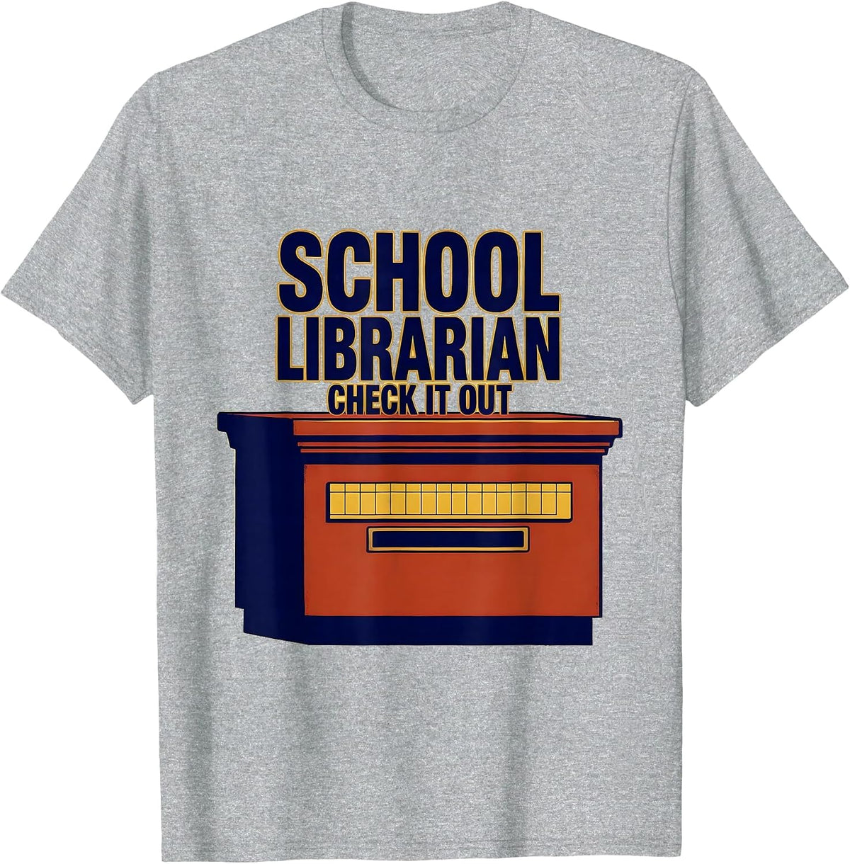 Men's School Librarian, Check It Out Funny Librarian Humor T-Shirt - Heather Grey
