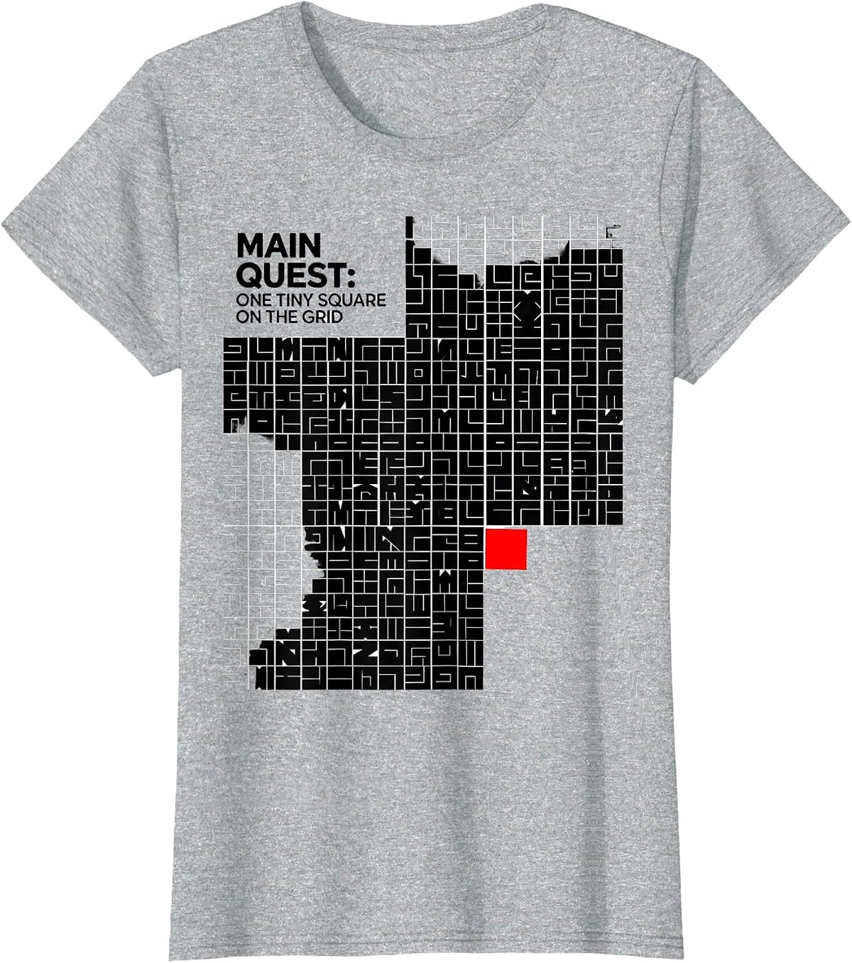 Main Quest One Tiny Square On The Grid Funny RPG Gamer T-Shirt - Heather Grey