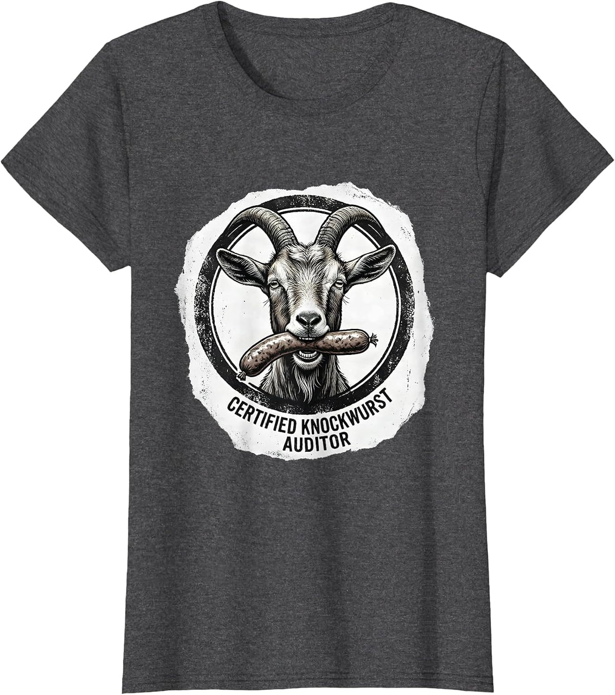 Women's Certified Knockwurst Auditor Funny Offensive Adult Humor T-Shirt - Dark Heather Grey