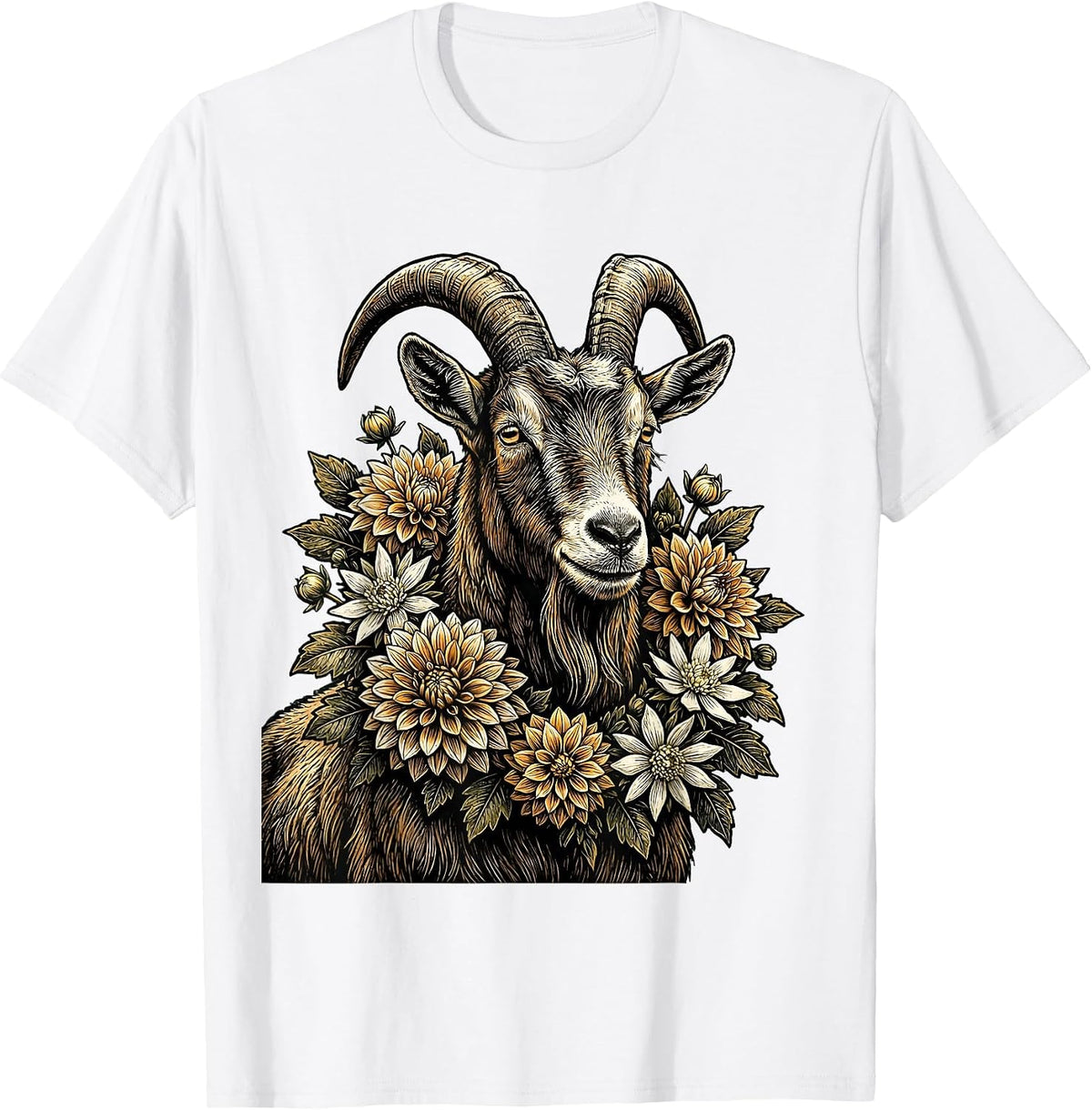 Men's Oktoberfest Floral Goat Illustration T-Shirt - White