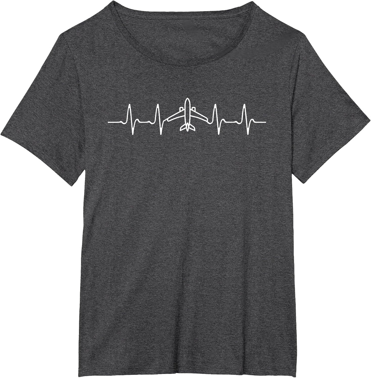 EKG Airplane Pilot Heartbeat Flight Crew and Aviation Lovers T-Shirt - Dark Heather Grey