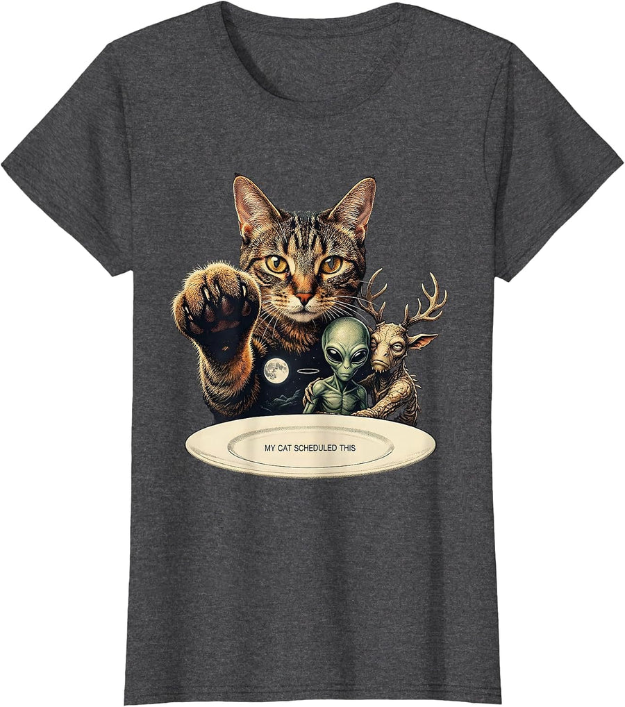 Women's My Cat Scheduled This Surreal Cat Lover Gift T-Shirt - Dark Heather Grey