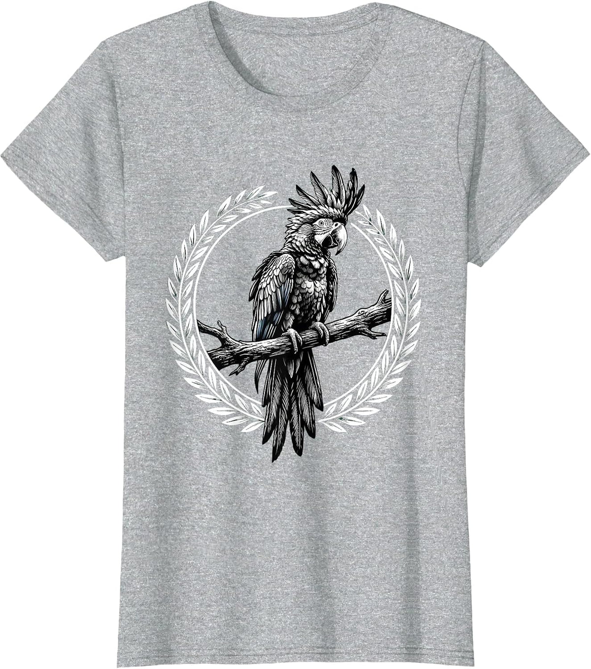 Dominican Hispaniolan Parrot Perched on Branch T-Shirt - Heather Grey