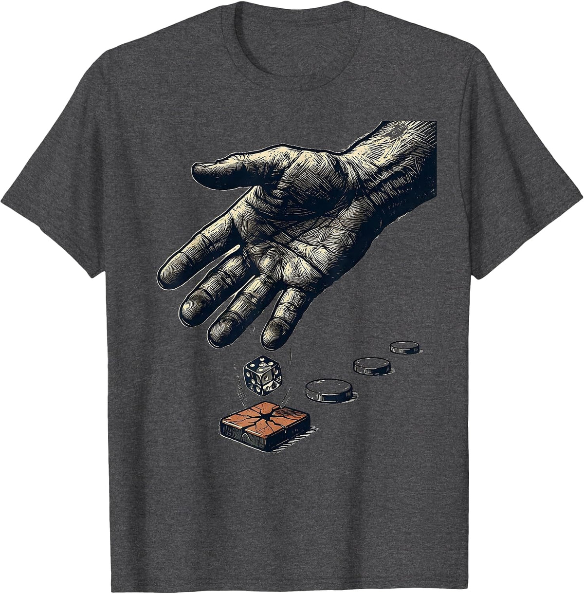 D20 Dice Drop Funny Tabletop Gamer Gift for Boys Dads T-Shirt - Dark Heather Grey