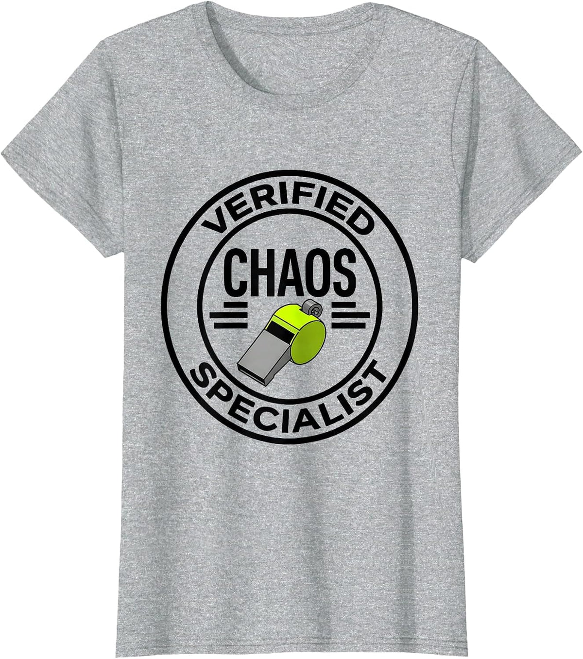 Verified Chaos Specialist Funny PE Teacher Back To School T-Shirt - Heather Grey